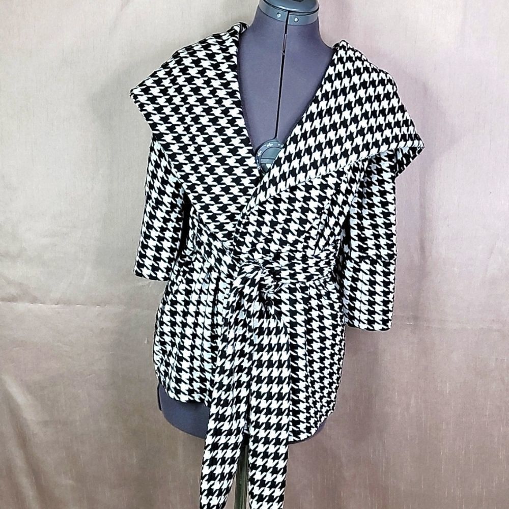XTAREN Hooded Houndstooth Coat Small
